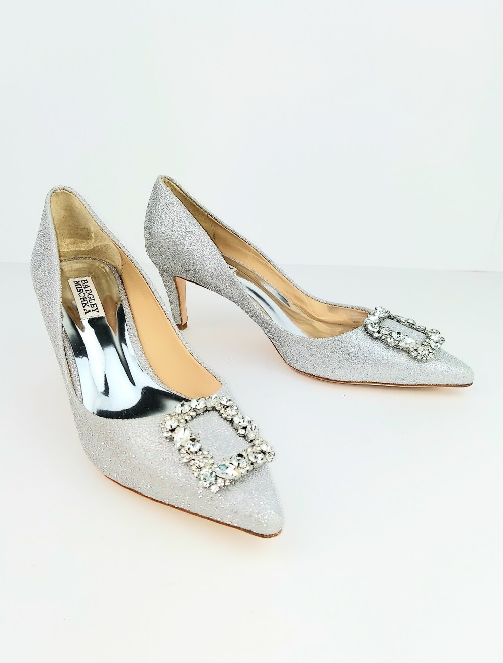 Badgley Mischka Carrie Silver Crystal Pumps 9.5